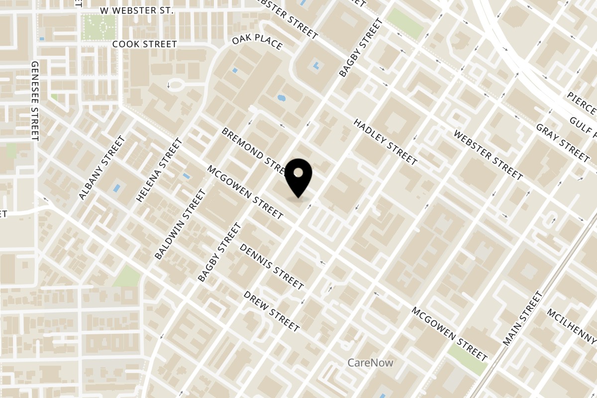 Map showing the location of Dripped Birria Midtown on 2503 Bagby St in Houston